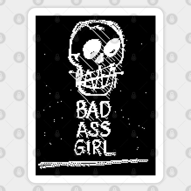 Bad Ass Girl - Pixel Skull Design †††† Magnet by DankFutura